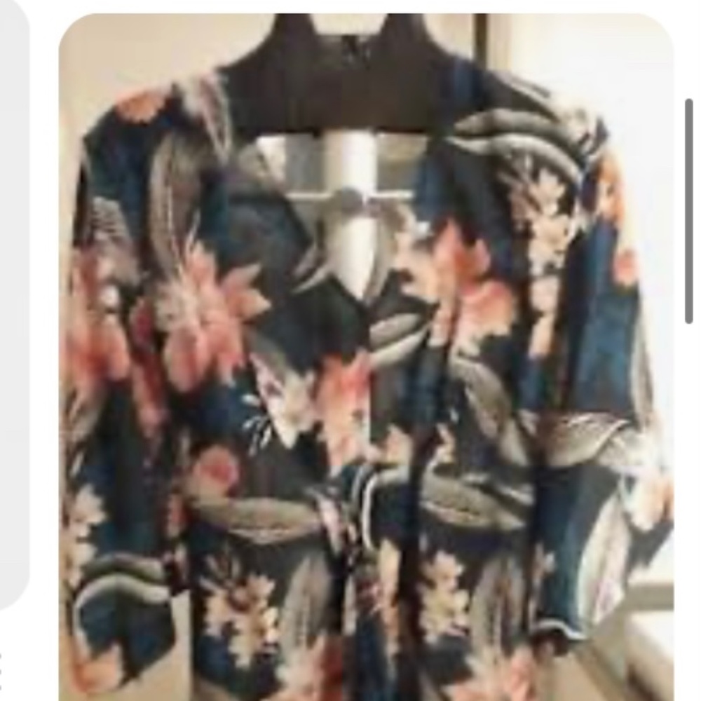 JETS size S Serendipity kaftan/cover up, tropical print on blue background BNWT - Picture 5 of 12